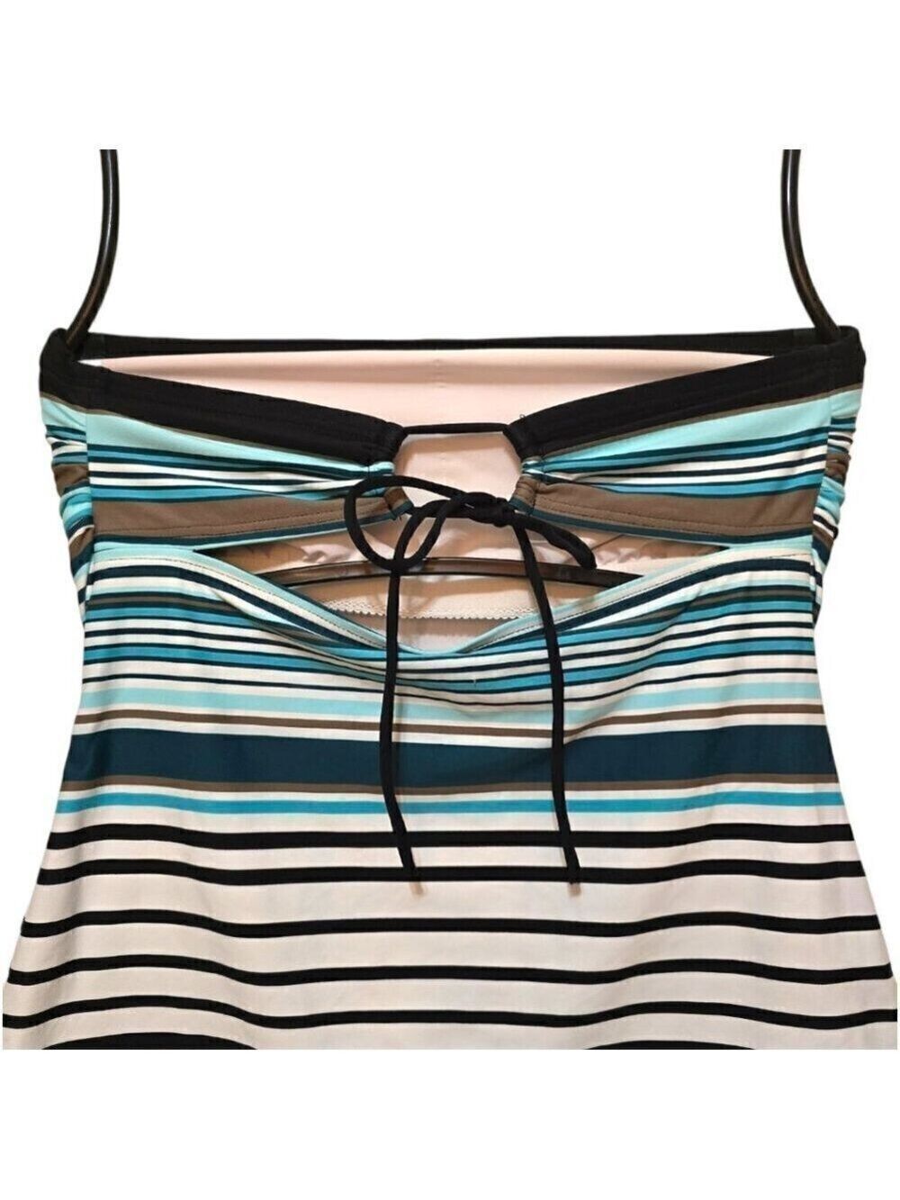 DKNY Striped Bandeau Tankini Top Sz M - Picture 4 of 8